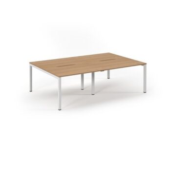 Connex double back to back desks 2400mm x 1600mm white frame beech top - SCO2416-WH-B