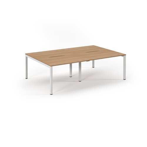 Connex double back to back desks 2400mm x 1600mm white frame beech top - SCO2416-WH-B