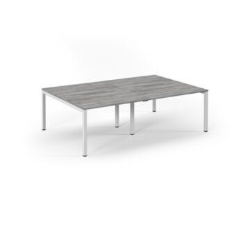 Connex double back to back desks 2400mm x 1600mm white frame grey oak top - SCO2416-WH-GO