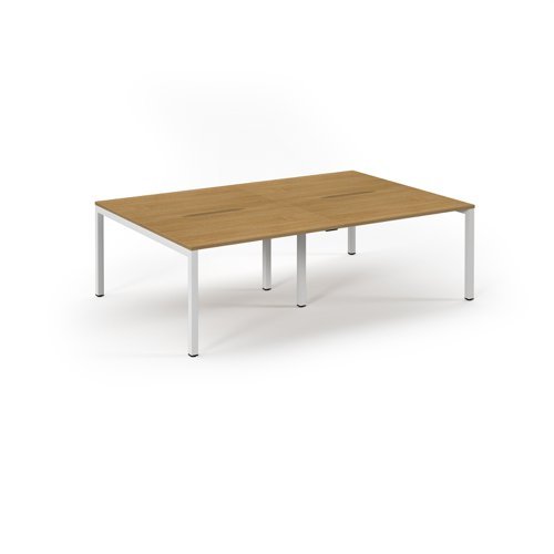 Connex double back to back desks 2400mm x 1600mm white frame oak top - SCO2416-WH-O