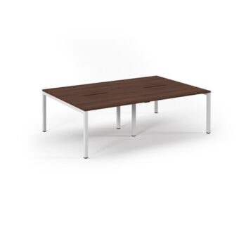 Connex double back to back desks 2400mm x 1600mm white frame walnut top - SCO2416-WH-W