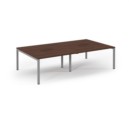 Connex double back to back desks 2800mm x 1600mm silver frame walnut top - SCO2816-S-W