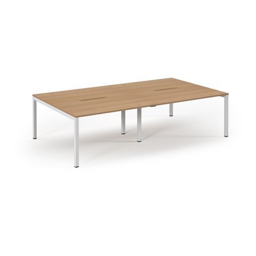 Connex double back to back desks 2800mm x 1600mm white frame beech top - SCO2816-WH-B