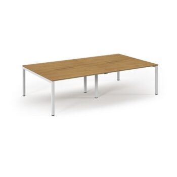 Connex double back to back desks 2800mm x 1600mm white frame oak top - SCO2816-WH-O