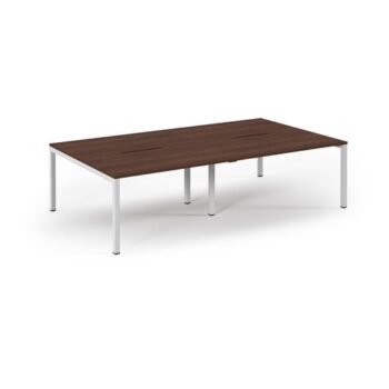 Connex double back to back desks 2800mm x 1600mm white frame walnut top - SCO2816-WH-W