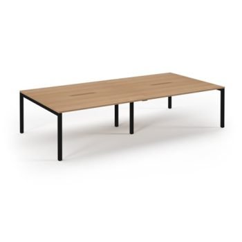 Connex double back to back desks 3200mm x 1600mm black frame beech top - SCO3216-K-B