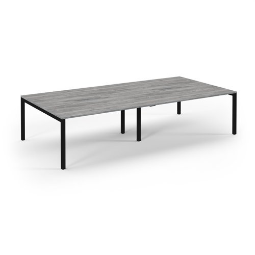 Connex double back to back desks 3200mm x 1600mm black frame grey oak top - SCO3216-K-GO