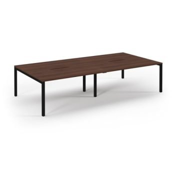 Connex double back to back desks 3200mm x 1600mm black frame walnut top - SCO3216-K-W