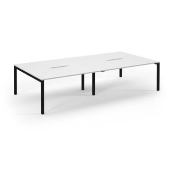 Connex double back to back desks 3200mm x 1600mm black frame white top - SCO3216-K-WH