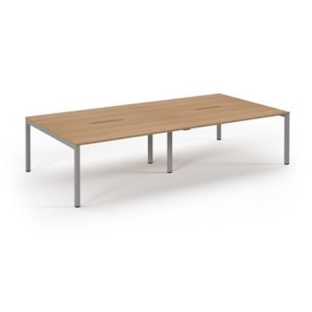 Connex double back to back desks 3200mm x 1600mm silver frame beech top - SCO3216-S-B