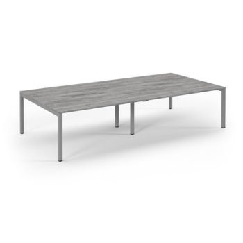 Connex double back to back desks 3200mm x 1600mm silver frame grey oak top - SCO3216-S-GO