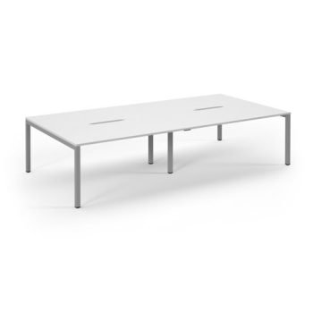 Connex double back to back desks 3200mm x 1600mm silver frame white top - SCO3216-S-WH
