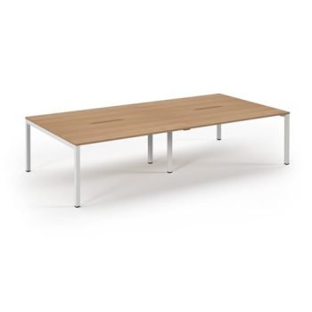 Connex double back to back desks 3200mm x 1600mm white frame beech top - SCO3216-WH-B