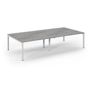 Connex double back to back desks 3200mm x 1600mm white frame grey oak top - SCO3216-WH-GO