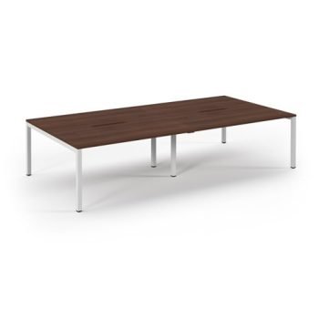 Connex double back to back desks 3200mm x 1600mm white frame walnut top - SCO3216-WH-W