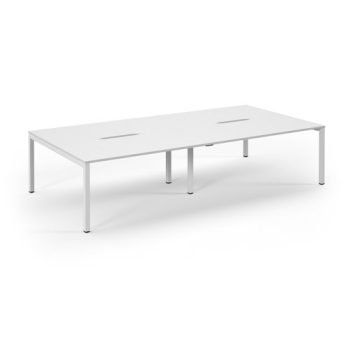 Connex double back to back desks 3200mm x 1600mm white frame white top - SCO3216-WH-WH