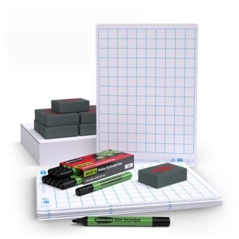 Show-me A4 Whiteboards Gridded and Plain Pack - 10 Sets