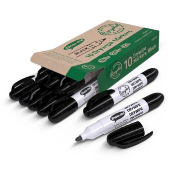 Show-me Chunky Barrel Drywipe Markers 10 Black