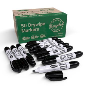 Show-me Chunky Barrel Drywipe Markers 50 Black - Bulk Pack