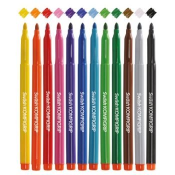 Swash Komfigrip Colouring Pens Assorted Colours Broad Tip - Pack 12