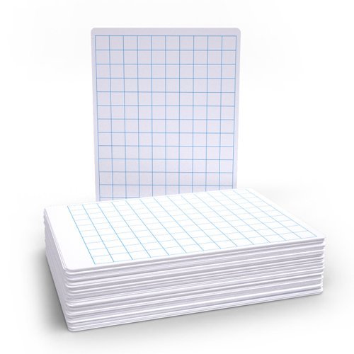 Basics A4 Whiteboards Gridded and Plain 100 Lapboards - Economy Pack