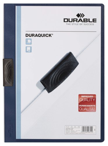 Durable DuraQuick A4 Clip Folders Dark Blue 227007 - Pack 20