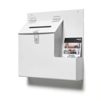 Deflecto Suggestion Box with 105mm Wide Leaflet Holder White 79803 - Each