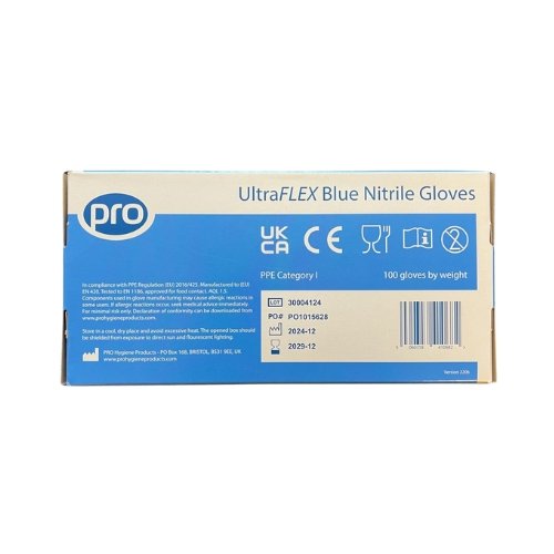 Blue Nitrile Disposable Gloves Large Powder Free Pack 100 - Back - Fusion Office UK Blue Nitrile Disposable Gloves Large Powder Free Pack 100 - Back - Fusion Office UK