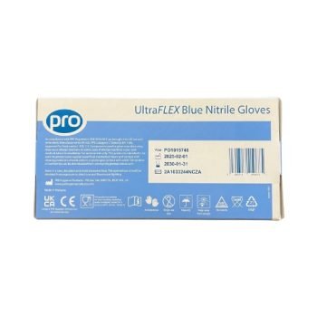 Blue Nitrile Disposable Gloves Medium Powder Free Pack 100 - Back - Fusion Office UK