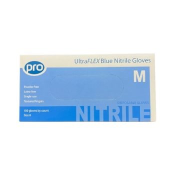 Blue Nitrile Disposable Gloves Medium Powder Free Pack 100 - Fusion Office UK