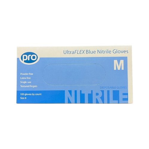 Blue Nitrile Disposable Gloves Medium Powder Free Pack 100 - Fusion Office UK