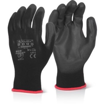 PU Coated Glove Black Medium (Pack 10 Pairs) - EC9NBLM