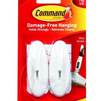 3M Command Medium Wire Hooks With Adhesive Strips White 7100117613 - Pack 2