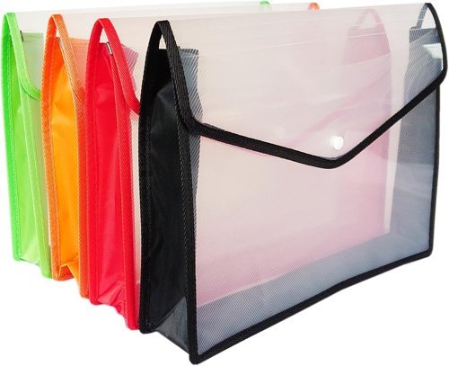 SECO Expandable Popper Wallets Foolscap Assorted Colours EPW-AST - Pack 4