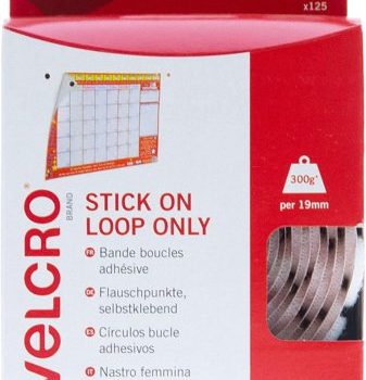 Velcro Stick On Coins Loop Only 19mm White 7183 - Pack 125