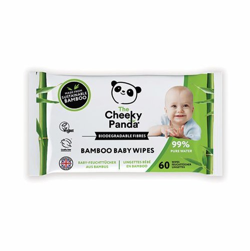 Cheeky Panda Biodegradable Bamboo Baby Wipe 60 Wipes - Pack 12
