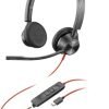 HP Poly Blackwire 3325 Stereo Microsoft Teams Certified USB-C Wired Headset +3.5mm Plug +USB-C to USB-A Adapter 8X222AA