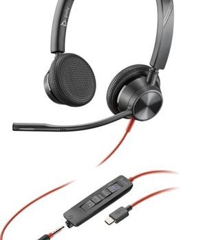 HP Poly Blackwire 3325 Stereo Microsoft Teams Certified USB-C Wired Headset +3.5mm Plug +USB-C to USB-A Adapter 8X222AA