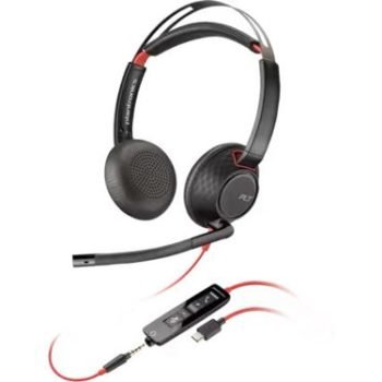 HP Poly Blackwire 5220 Stereo USB-C Headset + 3.5mm Plug + USB-C to USB-A Adapter 8X231AA