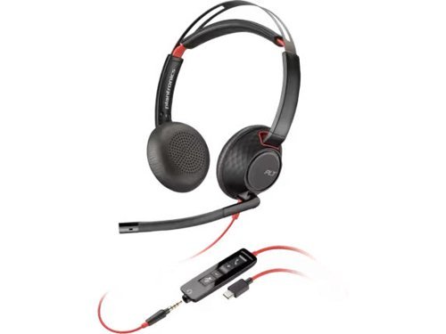 HP Poly Blackwire 5220 Stereo USB-C Headset + 3.5mm Plug + USB-C to USB-A Adapter 8X231AA