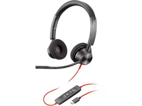 HP Poly Blackwire 3320 Stereo Microsoft Teams Certified USB-C Wired Headset with USB-C to USB-A Adapter 8X220AA