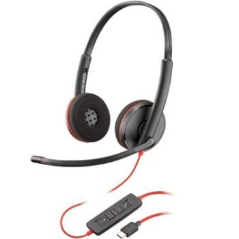HP Poly Blackwire 3220 Stereo USB-C Wired Headset with USB-C to USB-A Adapter 8X228A6