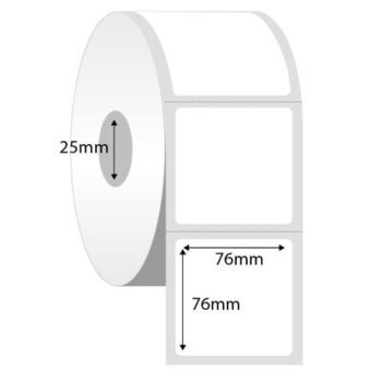 Direct Thermal Labels 76x76mm 25mm core 750 Labels per Roll - Pack 20