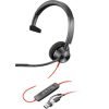 HP Poly Blackwire 3310 Monaural Wired USB-C Headset + USB-C to USB-A Adapter 8X215AA