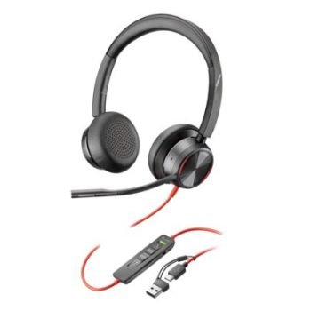 HP Poly Blackwire 8225 Stereo USB-C Headset +USB-C to USB-A Adapter 8X223AA