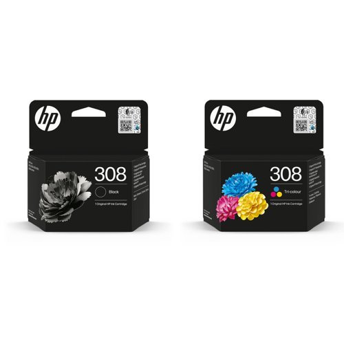 HP 308 Black and Tri Colour Inkjet Cartridges 6L6S6UE - Pack 2