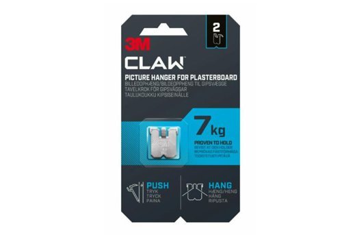 3M CLAW 7kg Picture Hangers For Plasterboard Stainless Steel 7100269135 - Pack 2