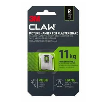3M CLAW 11kg Picture Hangers For Plasterboard Stainless Steel 7100269194 - Pack 2