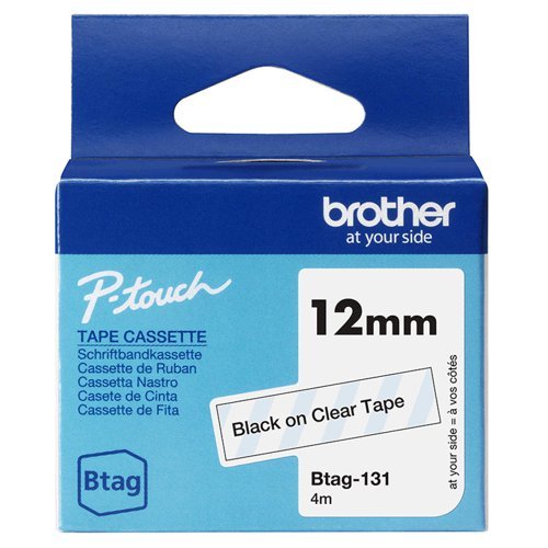 Brother Btag-131 12mm Black on Clear Labelling Tape Btag131