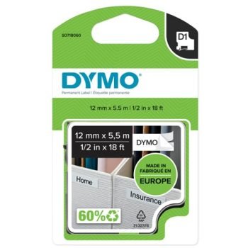 DYMO D1 Polyester Label Black on White 16959 12mm x 5.5m S0718060